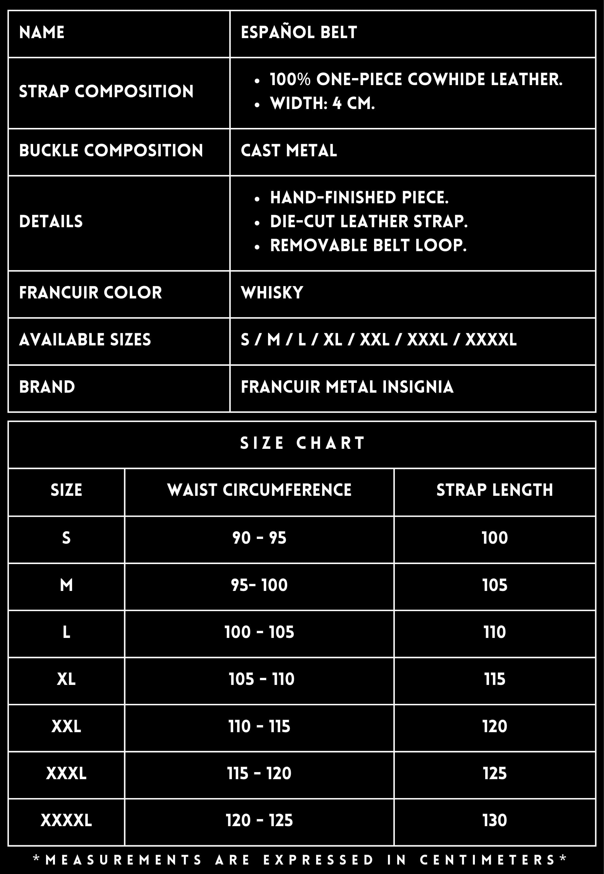 TECHNICAL SPECIFICATIONS_LEATHER BELT ESPAÑO_WHISKY_FRANCUIR